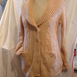 Anthropologie wool cardigan sweater size med gently worn pink